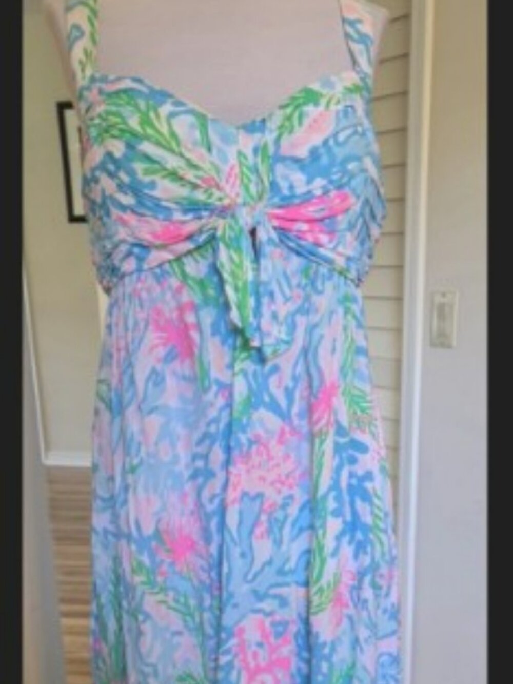 LILLY PULITZER DRESS SABRINAH SIZE 1O CORAL BAY MULTI FRONT KNOT RET$238.00